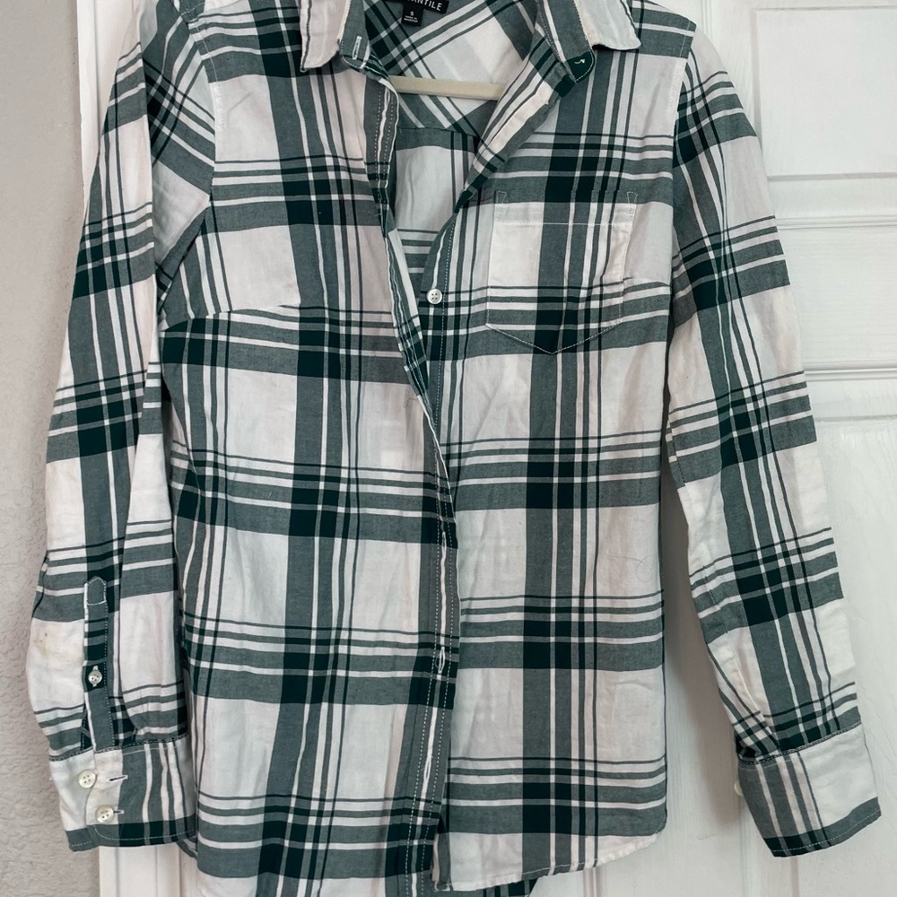 J. Crew Mercantile Green Plaid Shirt